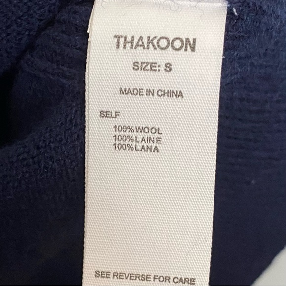 Thakoon Wool Sweater Mini Dress Crewneck Long Sleeve Midnight Navy Blue - Picture 8 of 9